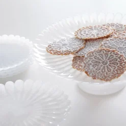 Mariposa Dinnerware|Alabaster White Scalloped Dessert Plate, Set of 4