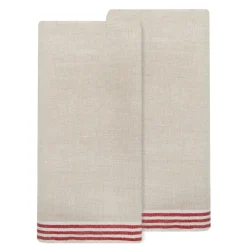 Caravan Place Settings & Linens|Alsace Natural Tea Towels in Natural & Red, Set of 2