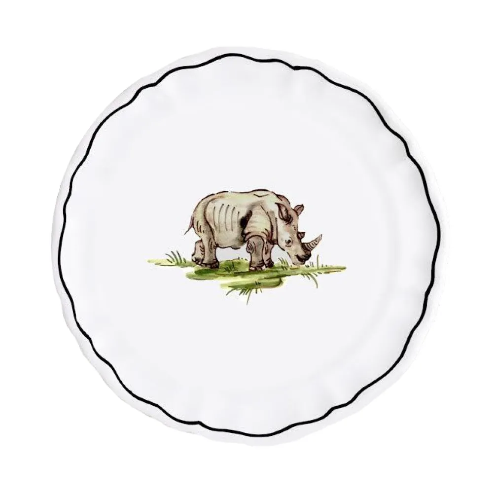 Z.d.G. Dinnerware|Animaux de la Savane Dessert/Side Plate, Rhino