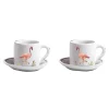 Z.d.G. Dinnerware|Animaux de la Savane Pair of Espresso Cups & Saucers, Flamingo