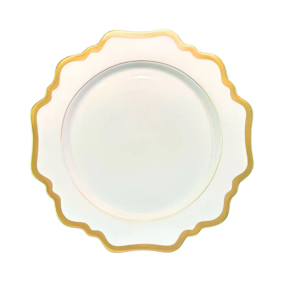 Anna Weatherley Dinnerware|Antique White Dessert in Gold Rim