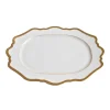 Anna Weatherley Dinnerware|Antique White Oval Platter in Gold Rim
