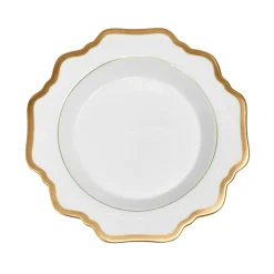 Anna Weatherley Dinnerware|Antique White Rim Soup in Gold Rim
