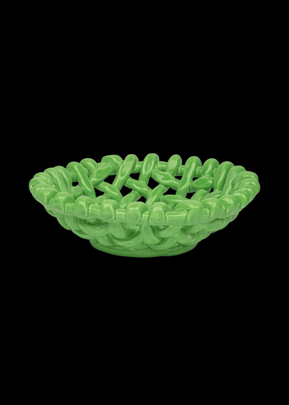 Late Afternoon Dinnerware|Apple Green Basketweave Bowl