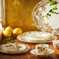 Caskata Dinnerware|Arbor Birds Gold Canape Plates