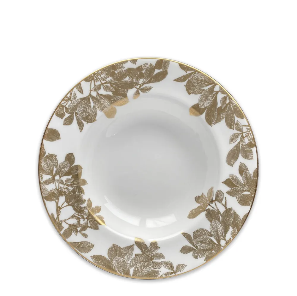 Caskata Dinnerware|Arbor Rimmed Soup Bowl Gold