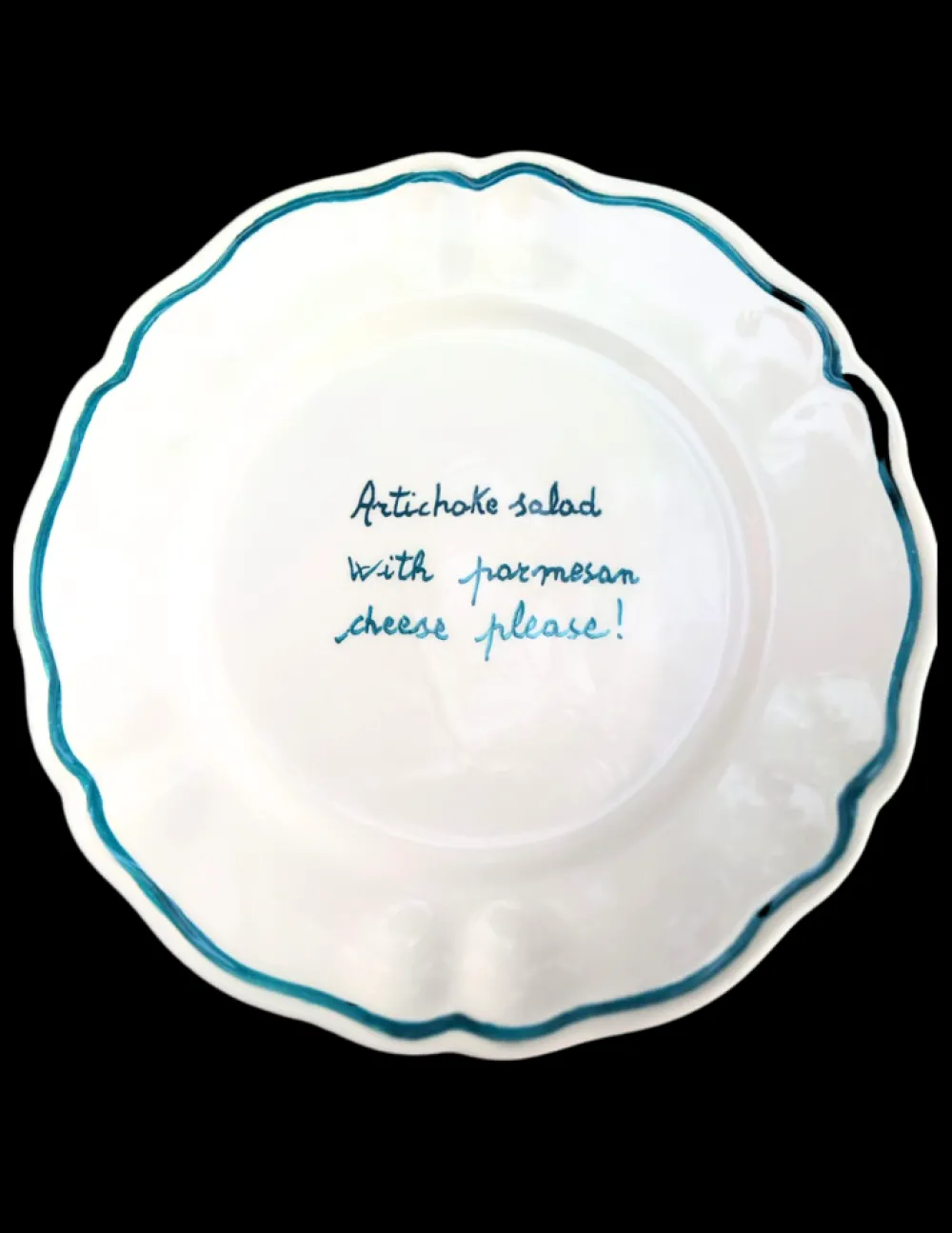 Sveva's Home Dinnerware|Artichoke Salad with Parmesan Cheese Please Scalloped Plate, Set of 6