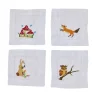 Catherine Owen Design Place Settings & Linens|Assorted Woodland Creature Linen Cocktail Napkins, Set of 4