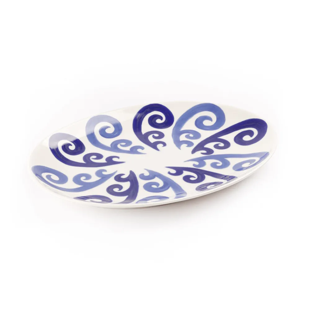 Themis Z Dinnerware|Athenee Two Tone Blue Peacock Serving Platter