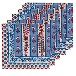 Couleur Nature Place Settings & Linens|Avignon Napkins Red & Blue, Set of 6