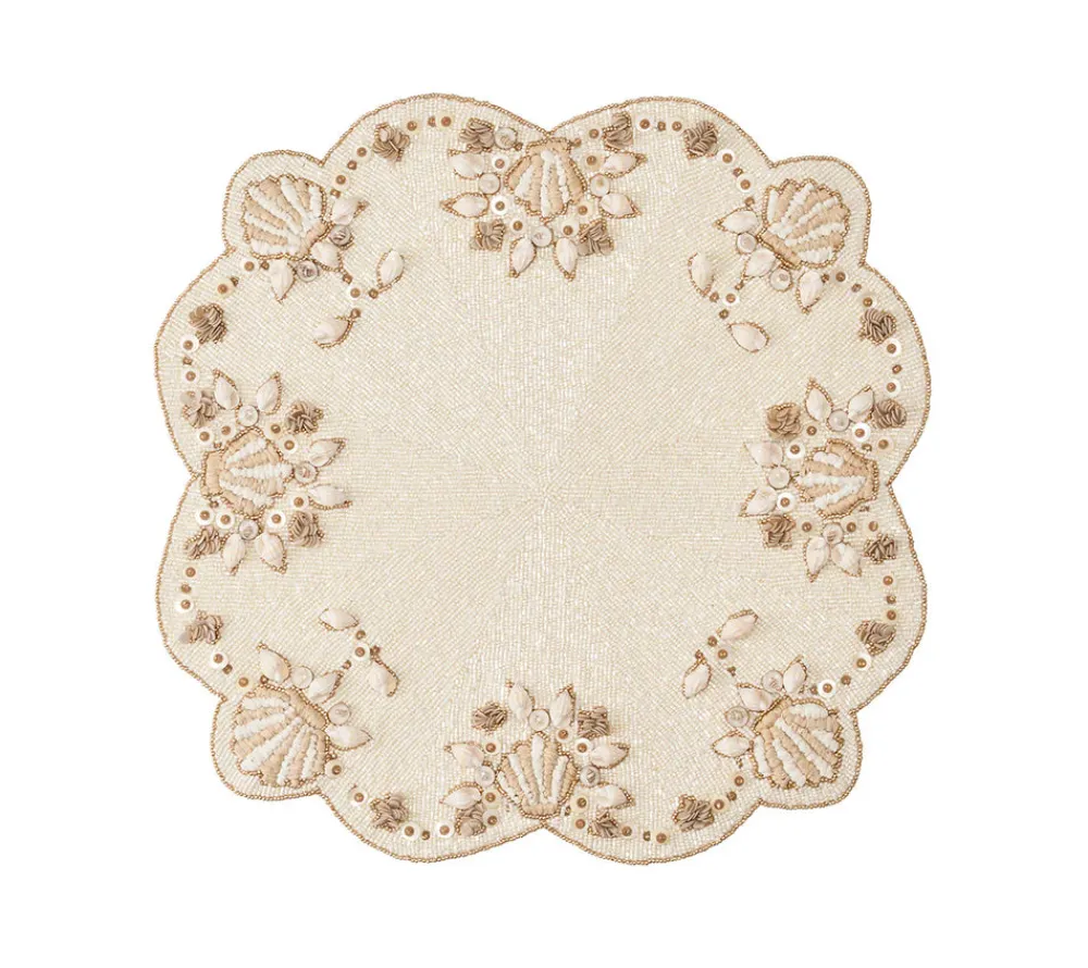 Kim Seybert Place Settings & Linens|Beachcomber Placemat in Natural, Ivory & Gold, Set of 2