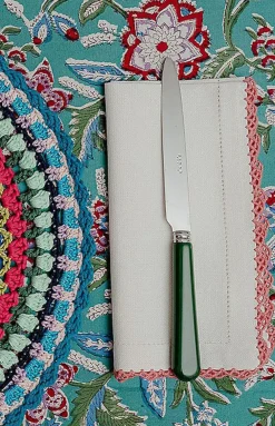 Cabana Place Settings & Linens|Beatrice Napkins in White and Pink, Set of 2