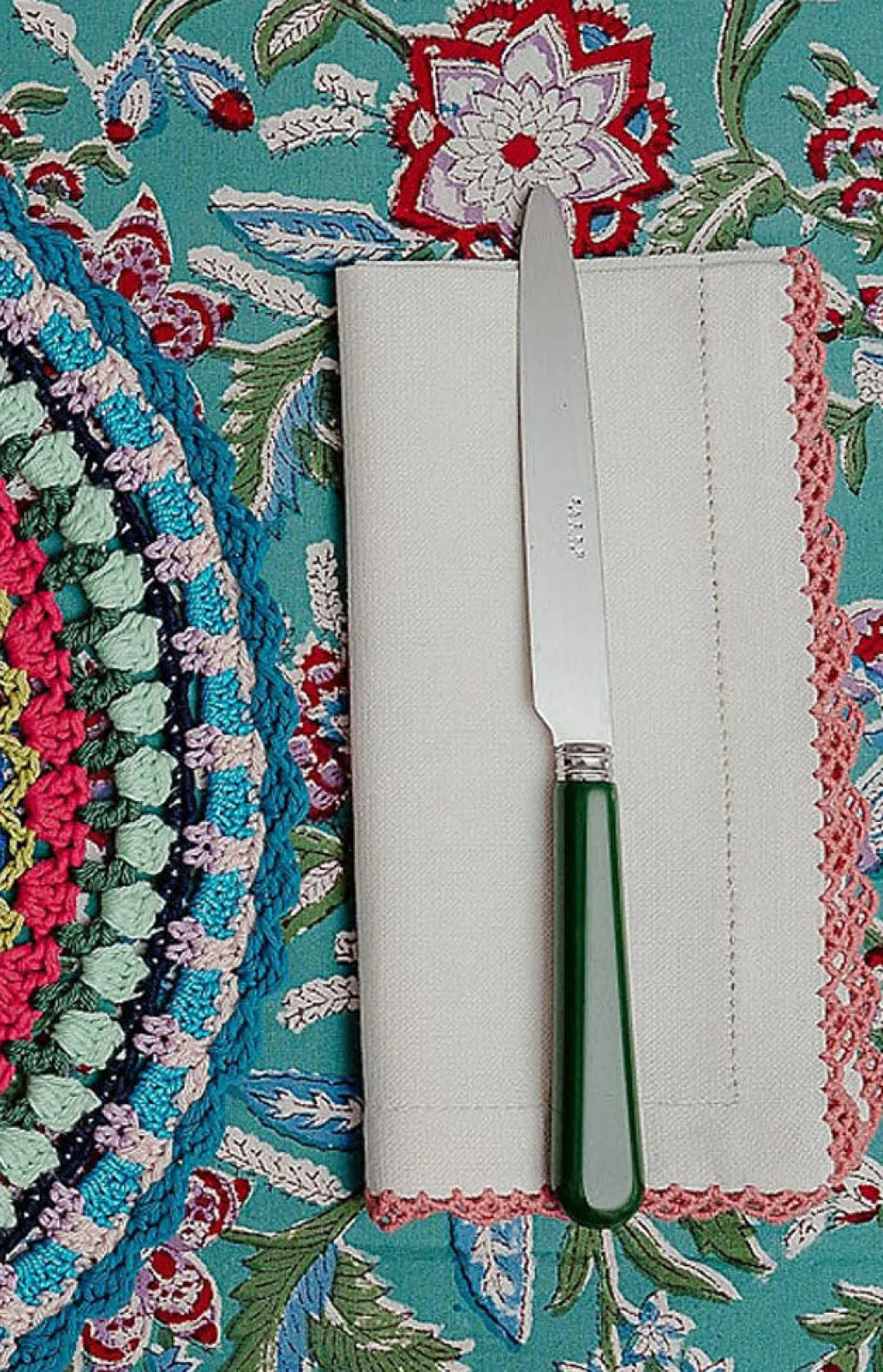 Cabana Place Settings & Linens|Beatrice Napkins in White and Pink, Set of 2