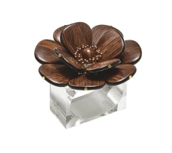 Kim Seybert Place Settings & Linens|Begonia Napkin Ring in Brown & Gold, Set of 4