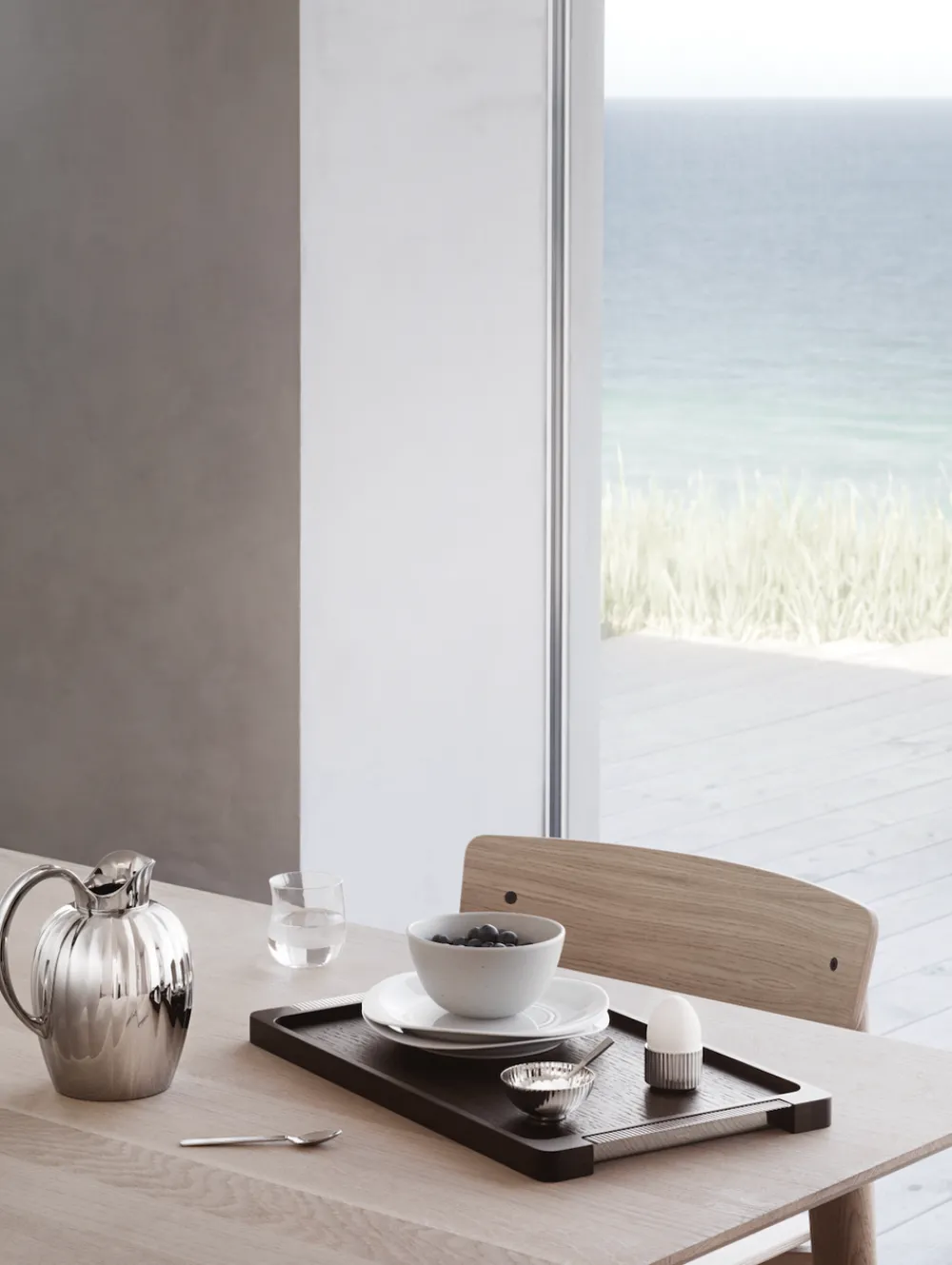 Georg Jensen Dinnerware|Bernadotte Tray Wood & Stainless Steel