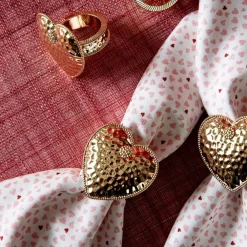 Juliska Place Settings & Linens|Berry & Thread Heart Napkin Ring, Set of 4 in Gold