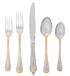 Juliska Flatware|Berry & Thread 20-Piece Place Setting in Bright Satin with Gold