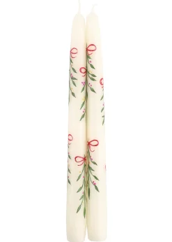 MJ Tablescapes Candles|Berry Kissed Mistletoe Taper Candles, Set of 2