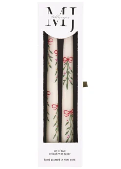 MJ Tablescapes Candles|Berry Kissed Mistletoe Taper Candles, Set of 2