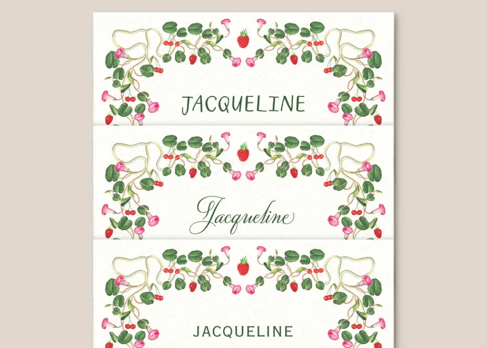 Casa Felix Place Settings & Linens|Berry Pom Pom Place Cards