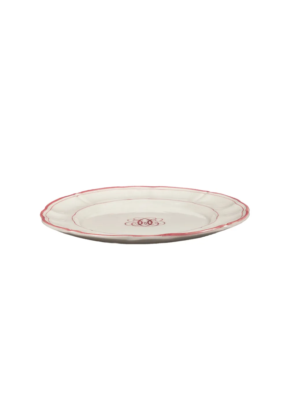 Laboratorio Paravicini Dinnerware|Bespoke Milano Plate with Central Monogram and Rim, Set of 12