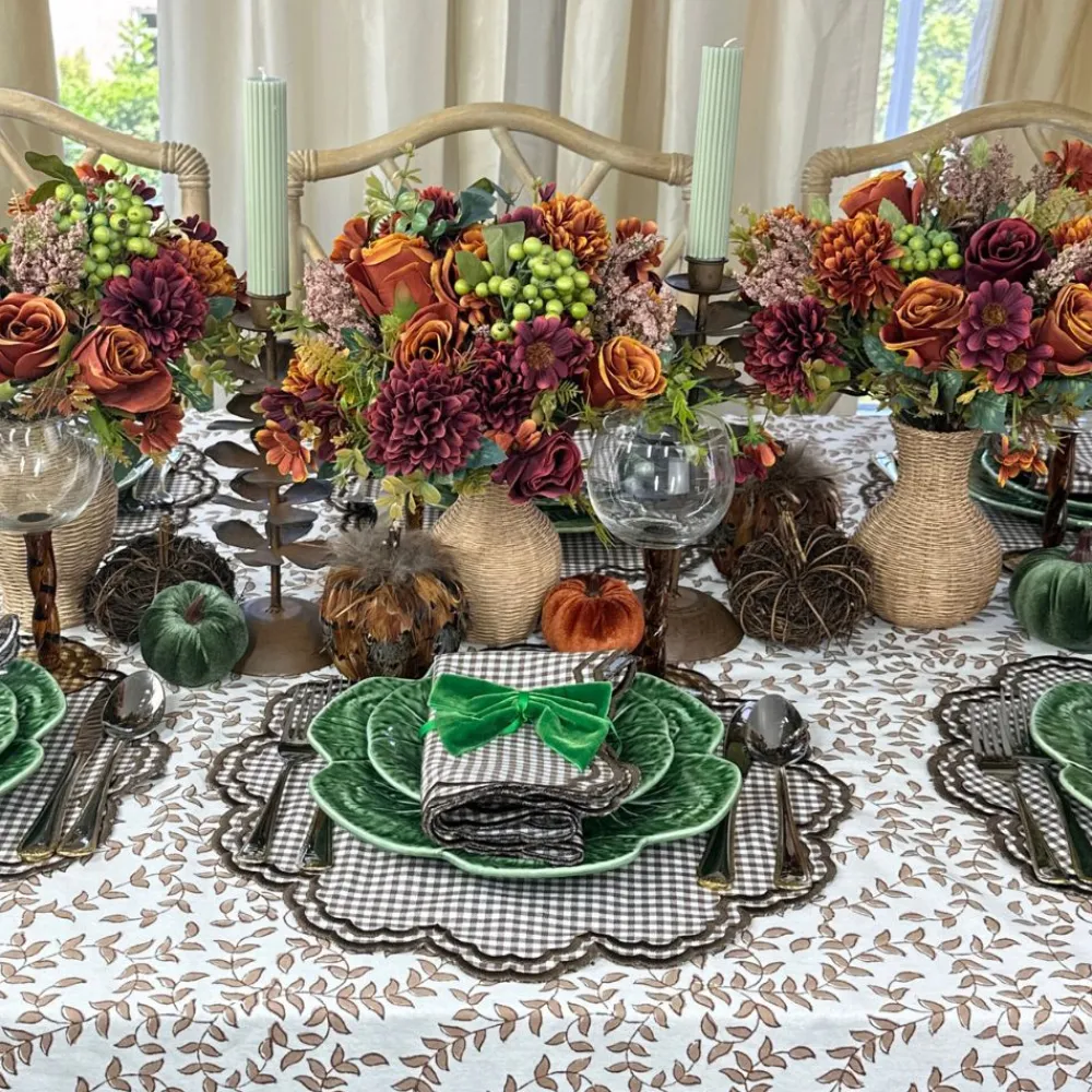 Flying Sheep Country Place Settings & Linens|Bettina Napkin in Cocoa Gingham, Set of 4