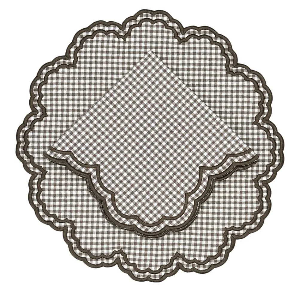 Flying Sheep Country Place Settings & Linens|Bettina Napkin in Cocoa Gingham, Set of 4