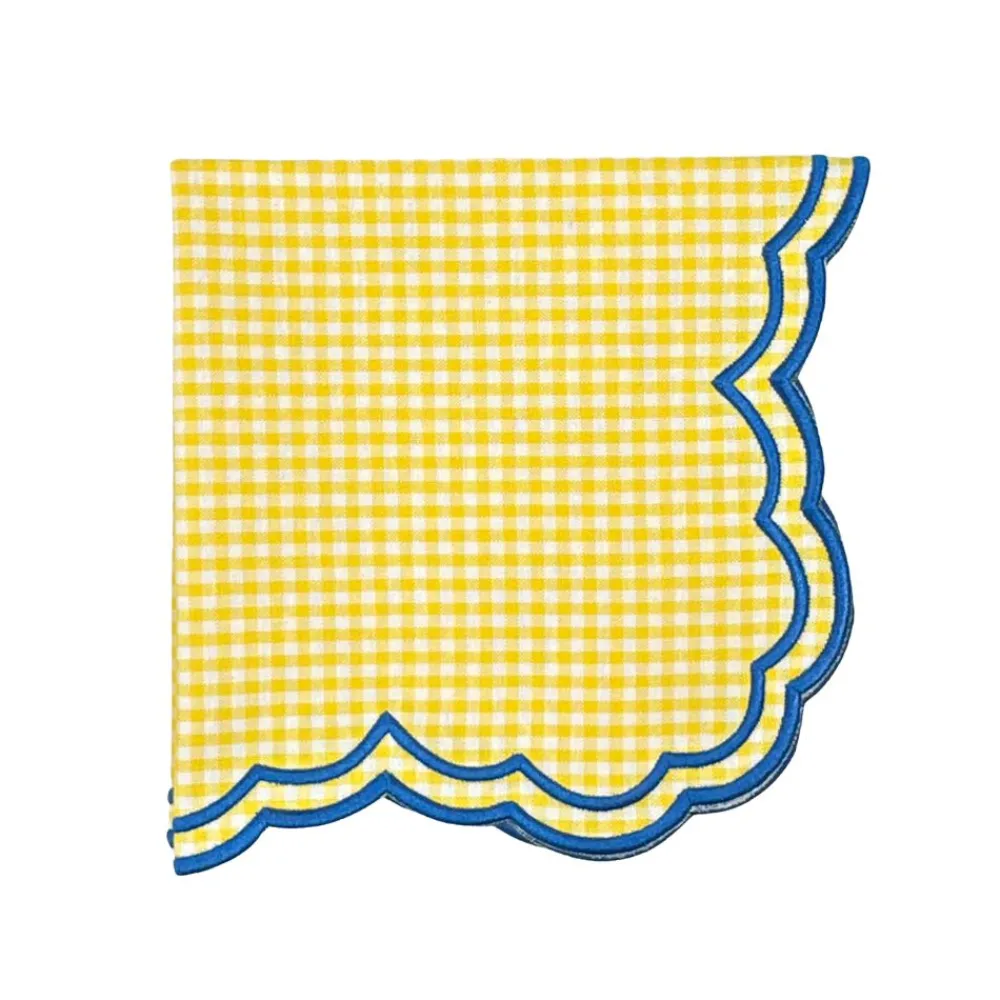 Flying Sheep Country Place Settings & Linens|Bettina Napkin in Yellow Gingham, Set of 4
