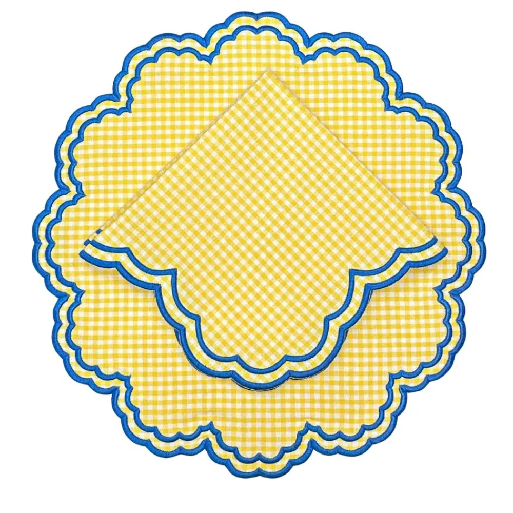 Flying Sheep Country Place Settings & Linens|Bettina Napkin in Yellow Gingham, Set of 4