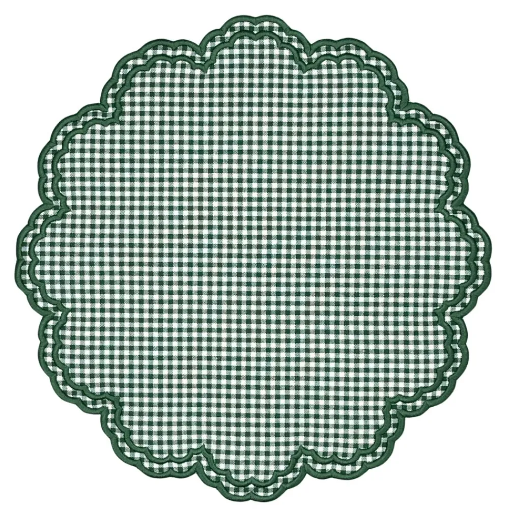 Flying Sheep Country Place Settings & Linens|Bettina Placemat in Dark Green Gingham, Set of 4