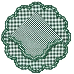 Flying Sheep Country Place Settings & Linens|Bettina Placemat in Dark Green Gingham, Set of 4