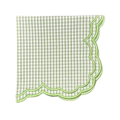 Flying Sheep Country Place Settings & Linens|Bettina-Gingham Napkin in Green, Set of 4