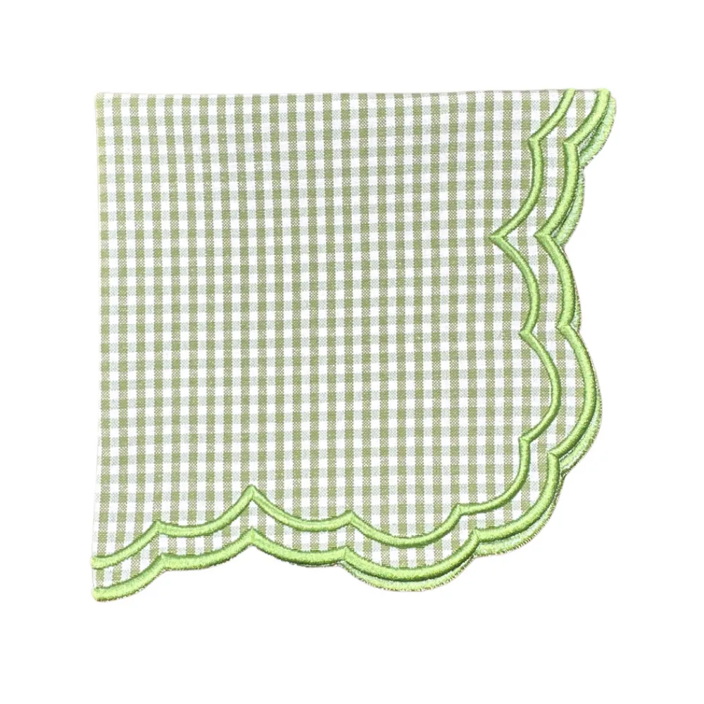 Flying Sheep Country Place Settings & Linens|Bettina-Gingham Napkin in Green, Set of 4
