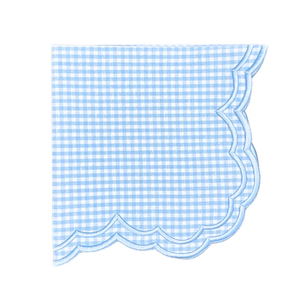 Flying Sheep Country Place Settings & Linens|Bettina-Gingham Napkin in Blue, Set of 4