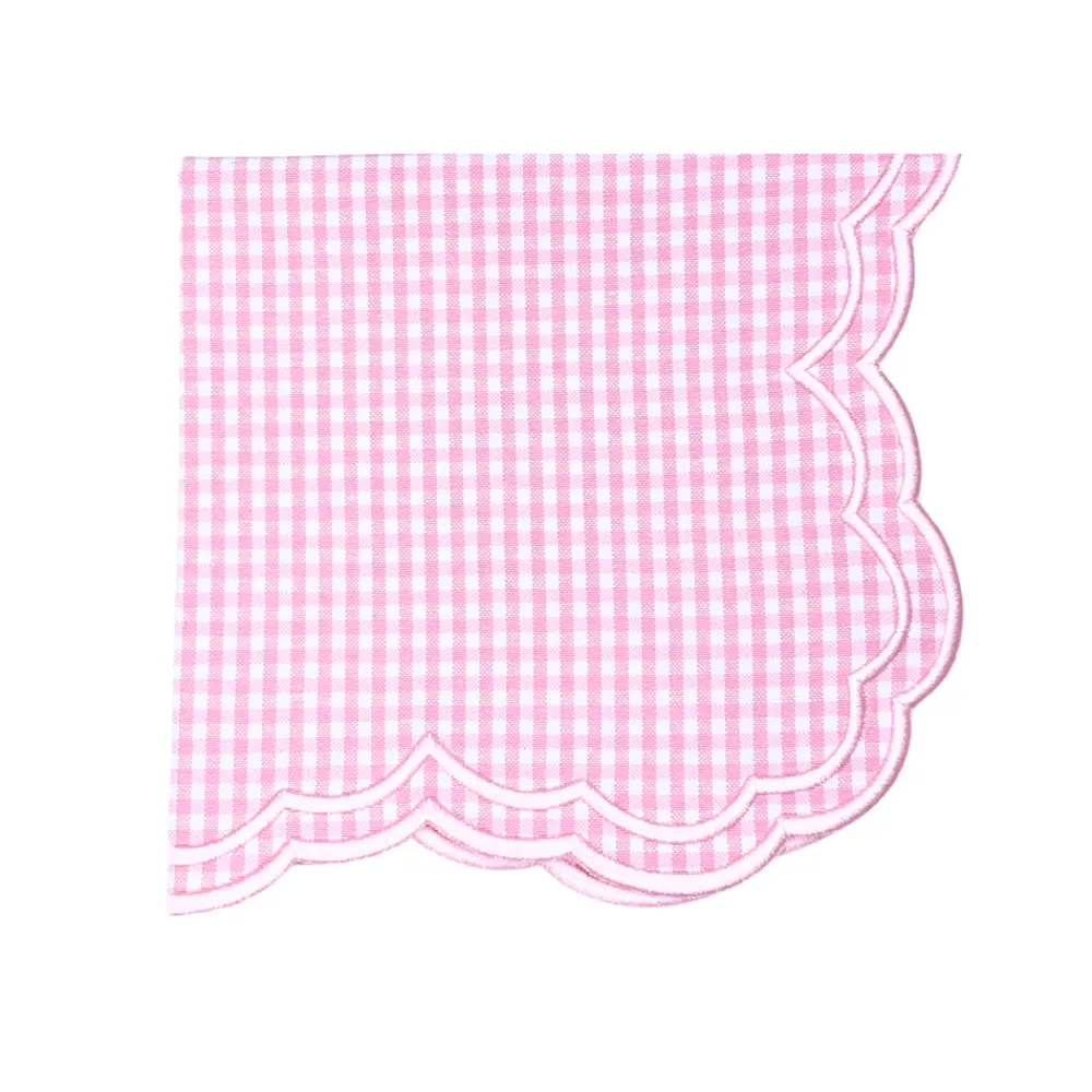 Flying Sheep Country Place Settings & Linens|Bettina-Gingham Napkin in Pink, Set of 4