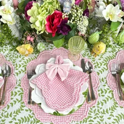 Flying Sheep Country Place Settings & Linens|Bettina-Gingham Napkin in Pink, Set of 4