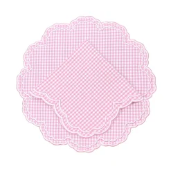 Flying Sheep Country Place Settings & Linens|Bettina-Gingham Placemat in Pink, Set of 4