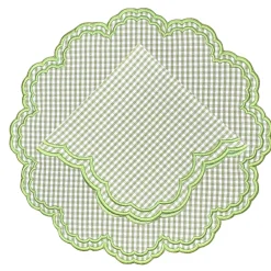 Flying Sheep Country Place Settings & Linens|Bettina-Gingham Placemat in Green, Set of 4