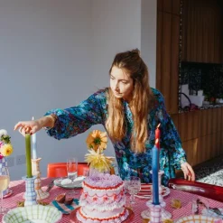 Vaisselle Dinnerware|Beverly Small Dessert Plate in Pink & Green