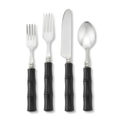 Chefanie Flatware|Black “Bamboo” Flatware, Set of 4