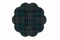 TriChi Design Place Settings & Linens|Bloom Green Tartan Napkin and Placemat, Set of 2