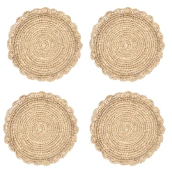 Caravan Place Settings & Linens|Blossom Natural Round Placemat Flower, Set of 4