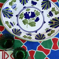 Cabana Dinnerware|Blossom Oval Serving Plate Blue