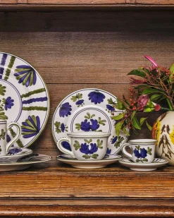 Cabana Dinnerware|Blossom Teacup and Saucer in Blue