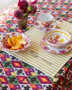 Cabana Dinnerware|Blossom Teacup and Saucer in Burgundy