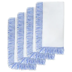 Chefanie Place Settings & Linens|Blue & White Fringe Dinner Napkins, Set of 4