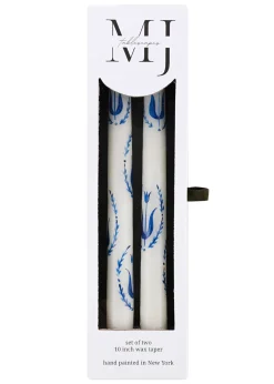 MJ Tablescapes Candles|Blue and White Tulip Taper Candles Set of Two