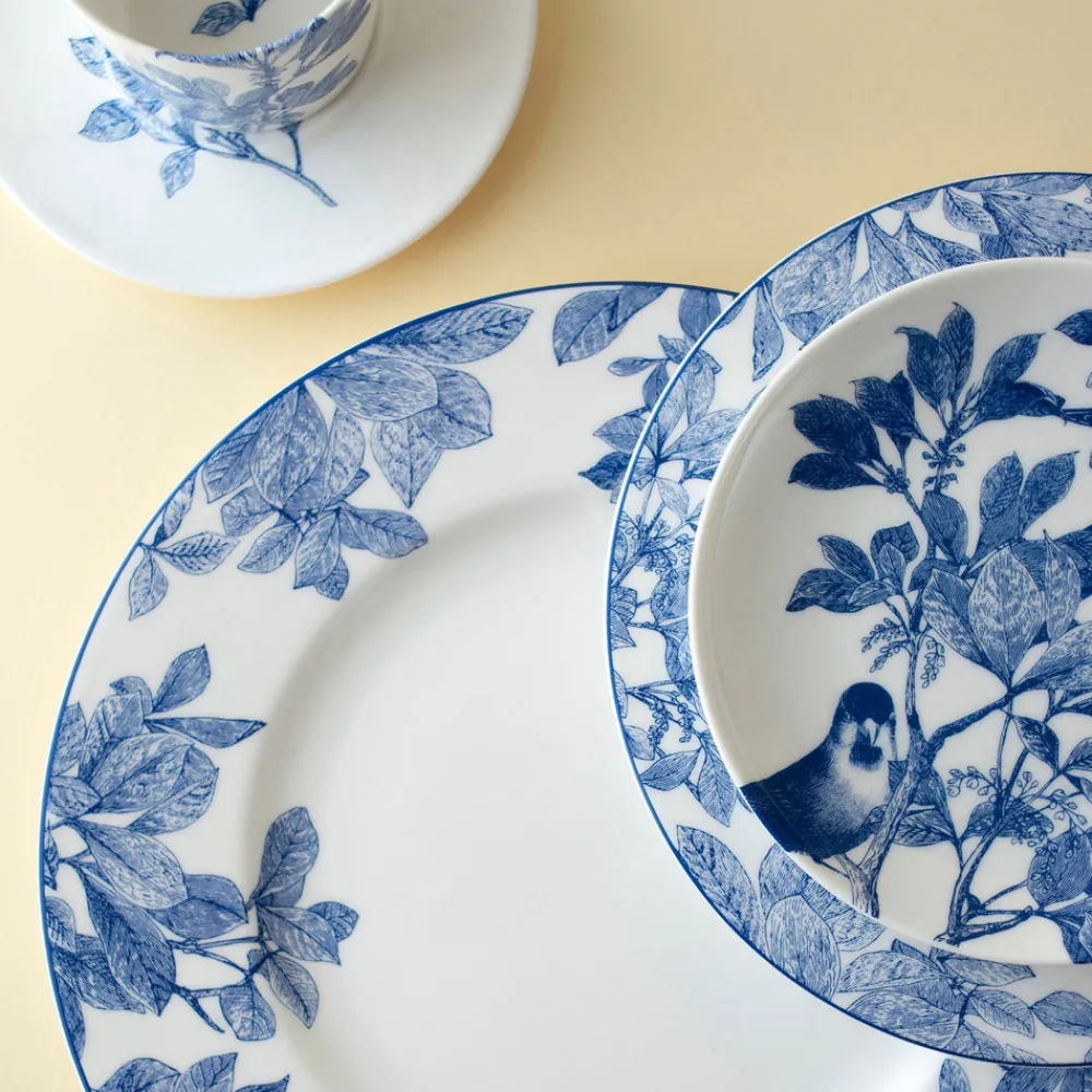 Caskata Dinnerware|Blue Arbor Birds Canapé Plates Boxed, Set of 4