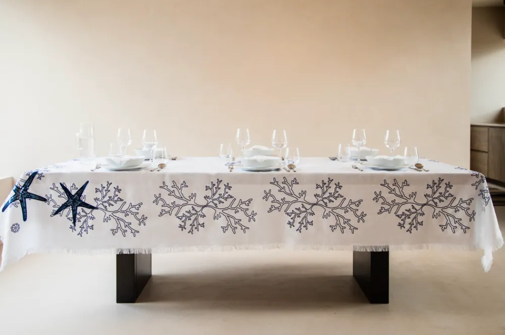 Cibelle Place Settings & Linens|Blue Corallo Tablecloth