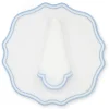 TriChi Design Place Settings & Linens|Blue Dotted White Linen Napkin and Placemat, Set of 2